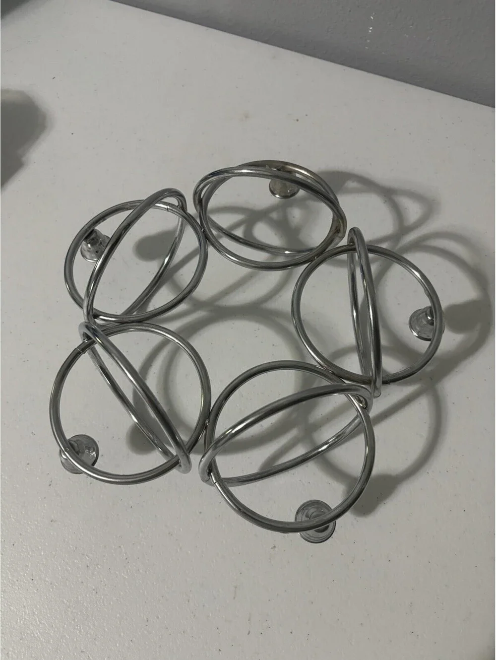 Vintage 1970’s Space Age Chrome Loop Taper Candle Holder Holds 5 Candles
